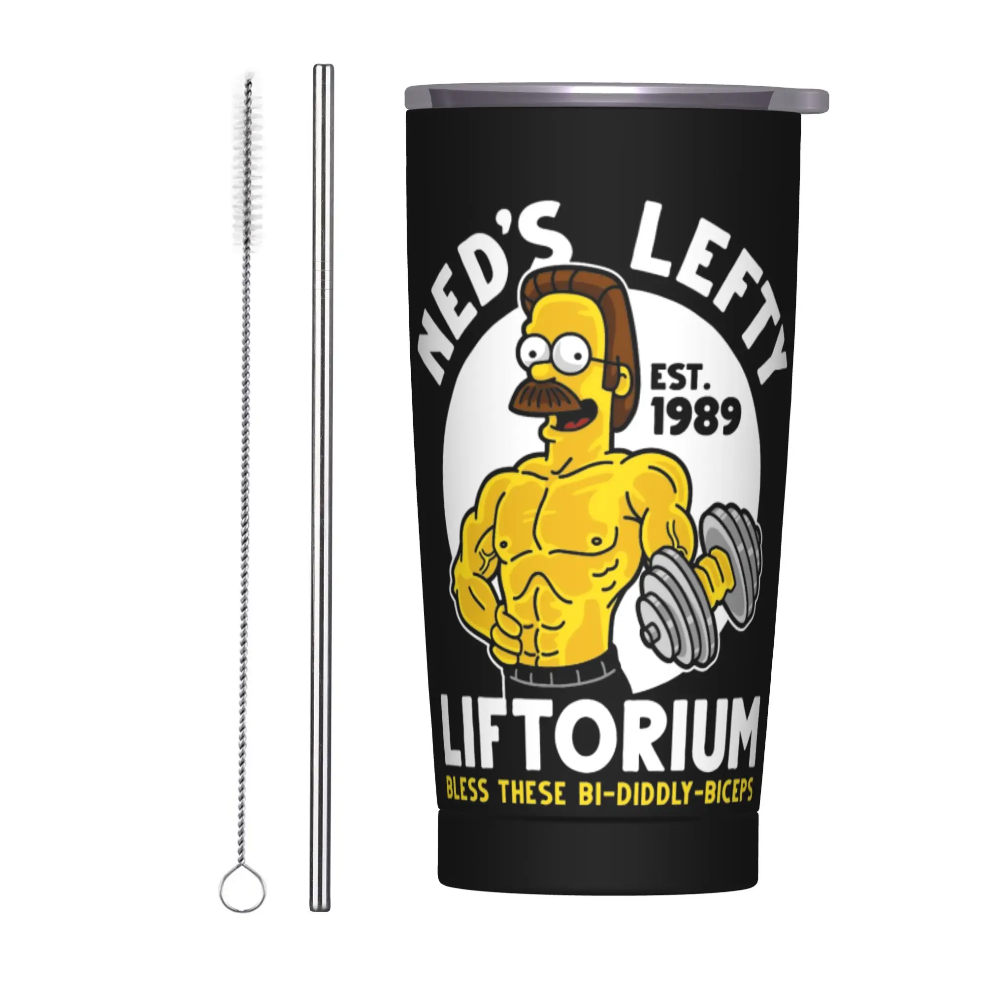 Stainless Steel Tumbler with The Simpsons Cartoon Design - Versatile Hot & Cold Beverage Cup