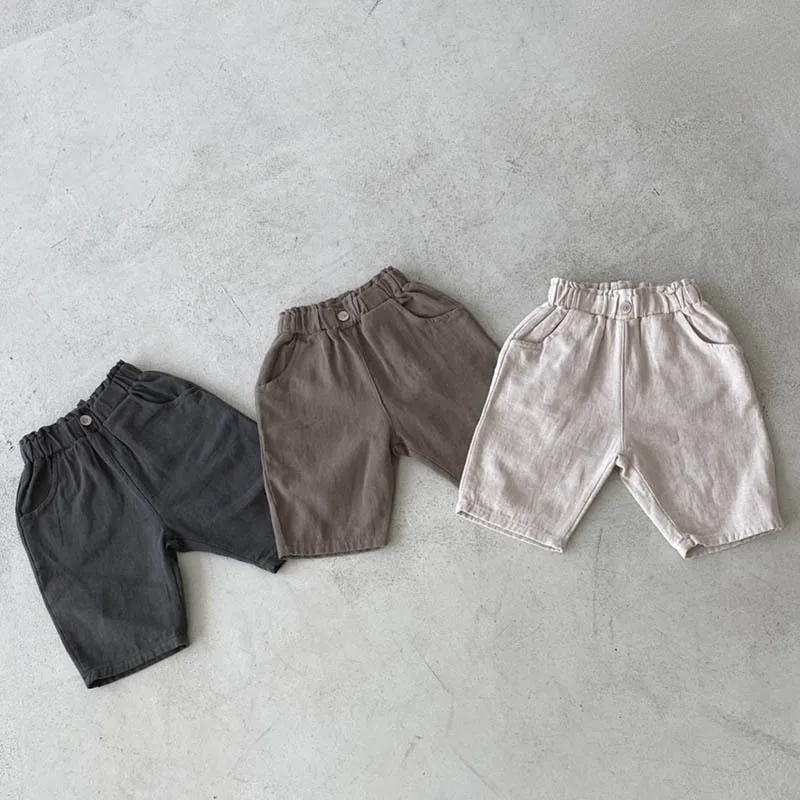 2025 Summer New Baby Solid Color Shorts Loose Children Casual Pants Fashion Boys Girls Cotton Shorts Infant Clothes