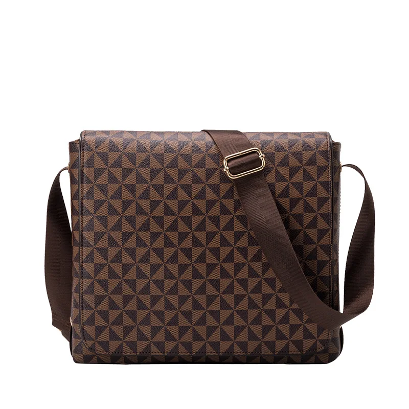 Stylish Cross-body for Men Horizontal Casual Computer Briefcase Printed Plaid Business Bag