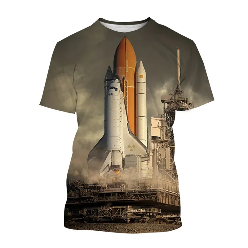 Nuova Maglietta Space Shuttle Stampata In 3D Per Uomo Personalità Rocket Spacesuit Graphic Shirt Street Summer Maniche Corte Per Bambini Top