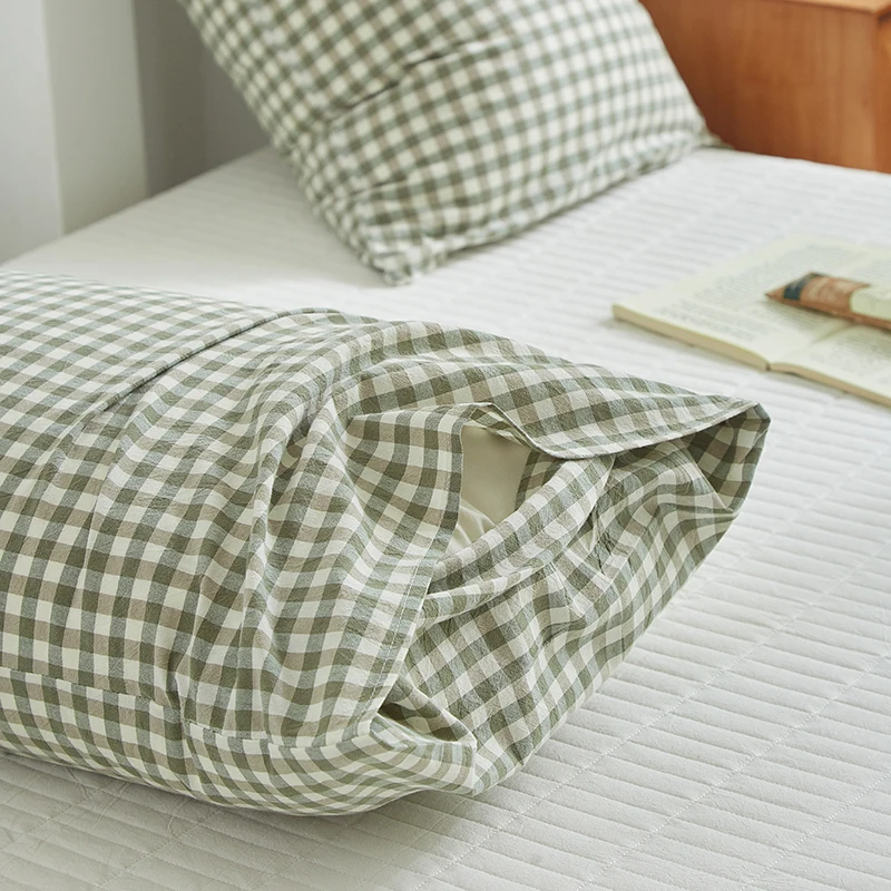Pillowcase Envelope Style Plaid Couples Plain Ins 48x74cm 100% Pure Cotton Home Textile Household Bedroom Throw Pillow Case 5