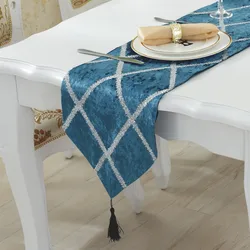 Chinese Table Flag Tablecloth Coffee Table Flag European Jacquard Wedding Venue Decoration Table Table Flag Tassel Table Runner