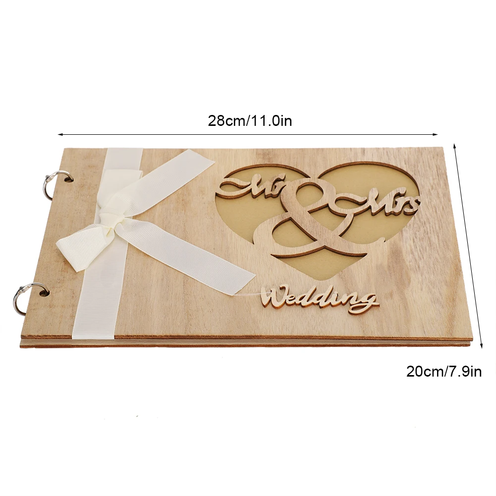 Wooden Wedding Guest Book Album Sign Notebook Wedding Anniversary Decoration SupplyType 2