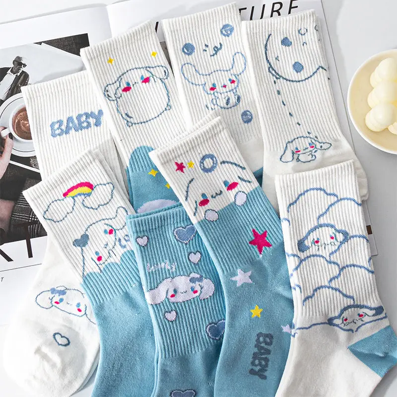 

Sanrio Kawaii Cinnamoroll Socks Cute Cartoon Cotton Long Socks Four Seasons Universal Girls Sports Socks JK Y2K Accessories