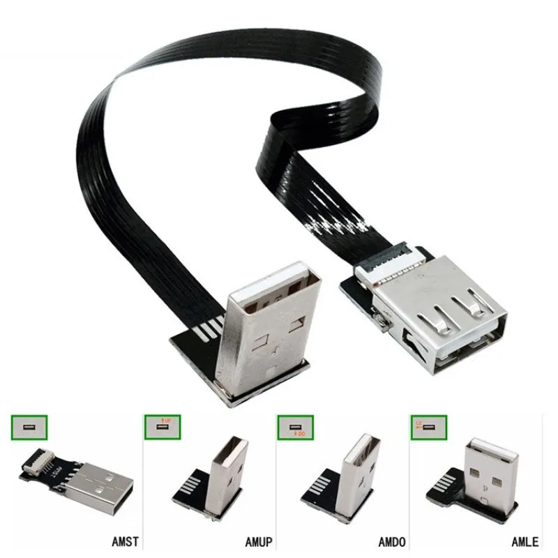 

FPC Flexible Flache USB 2,0 Up & Down & Links & Rechts 90 Grad Winkel Männlich zu Weiblich Extender Kabel für Mon