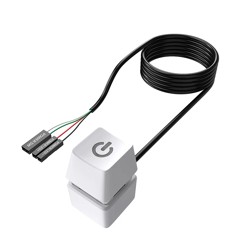 Interruttore per Computer Desktop con Luce LED Blu e Cavo di Alimentazione, Pulsante Quadrato On/Off per PC Portatili e Desktop