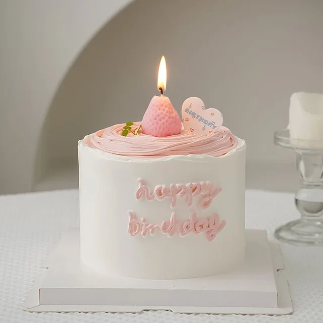 Torta Gyertya Rózsaszín Eper Illatos Gyertyák Kreatív Otthoni Dekoráció Díszek Gyermek Születésnapi Topper