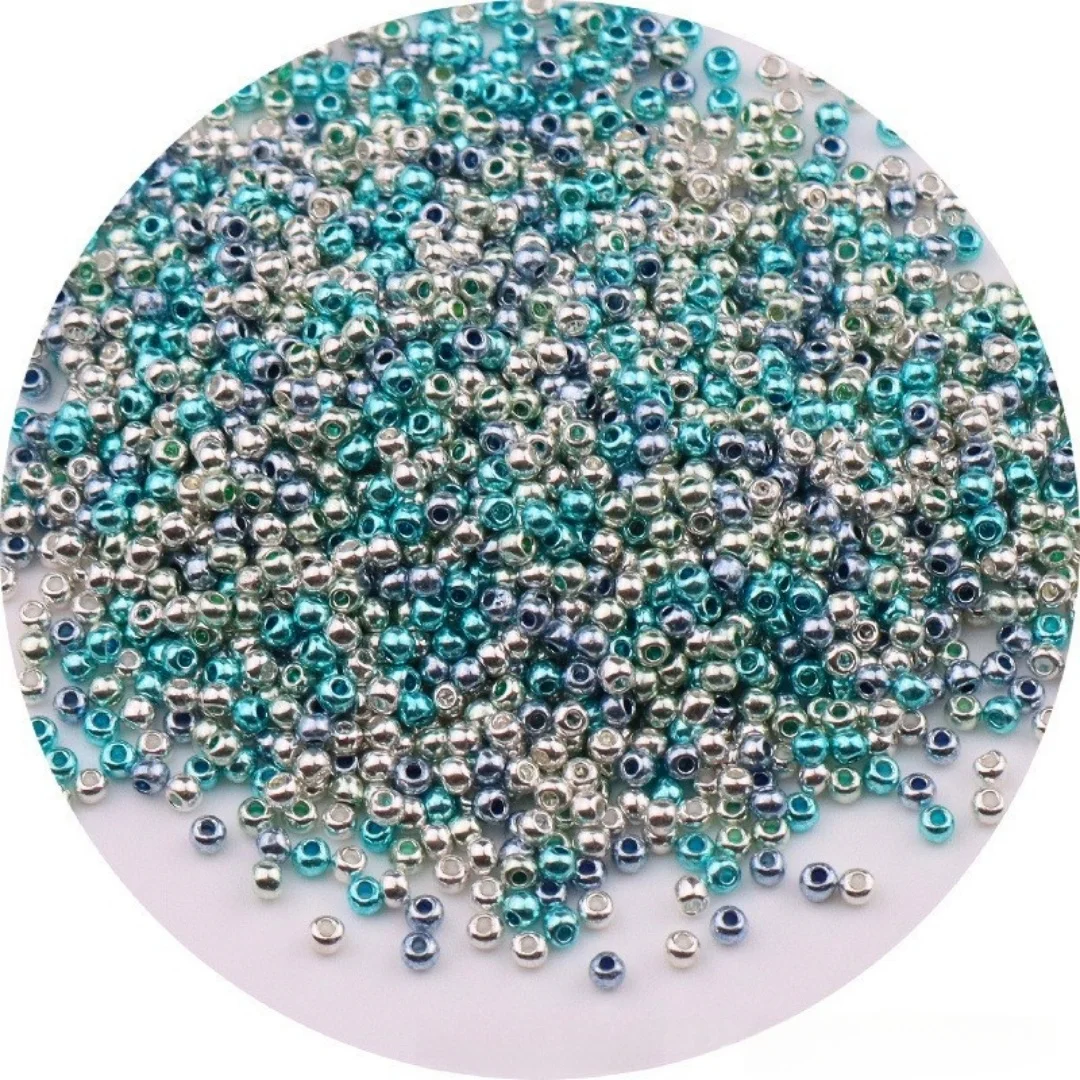 1000pcs 2mm 금속 색상 유리 Seedbeads DIY 매력 공예 보석 만들기위한 유니폼 청동 도금 라운드 스페이서 유리 구슬