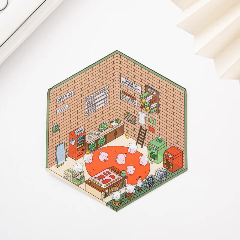 PET 3D Cute Sticker Pack DIY Three Dimensional Kawaii Cabin Scene Landscaping Decoration Sticker Gift for Kid Child Baby