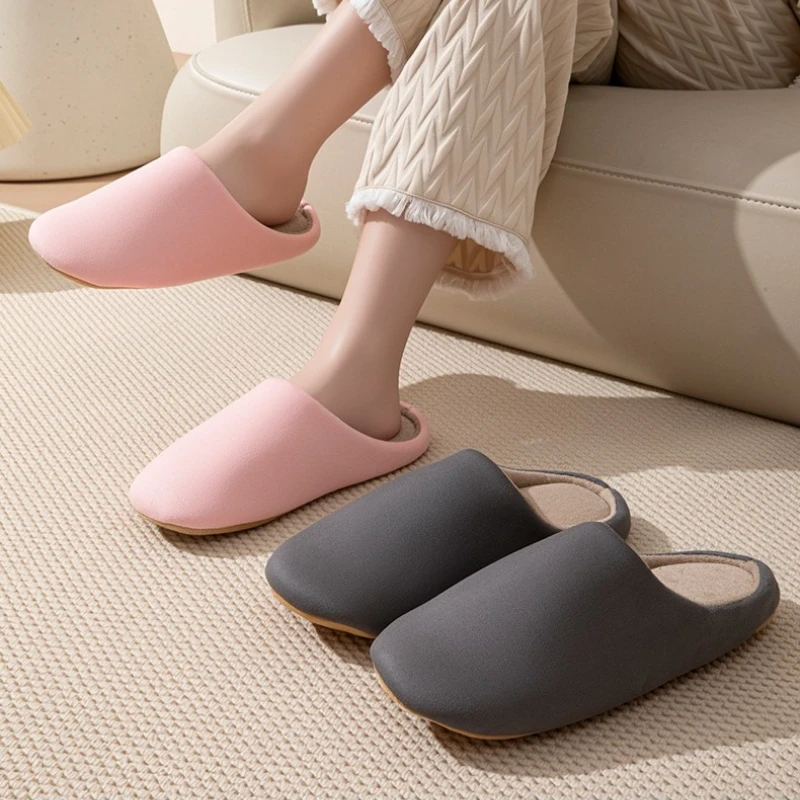 Neutral Soundproof Cotton Slippers Japanese-style Soft Soleslip-resistant Couple's Winter Slippers Indoor Floor Household Shoes