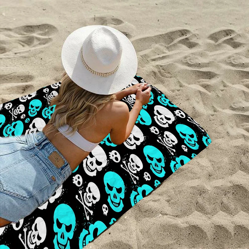 Gothic Horror Skull Death Towel Microfiber Beach Towel Absorbent Quick dry Soft Yoga Swimming Resort Mountain Climbing Towel 3