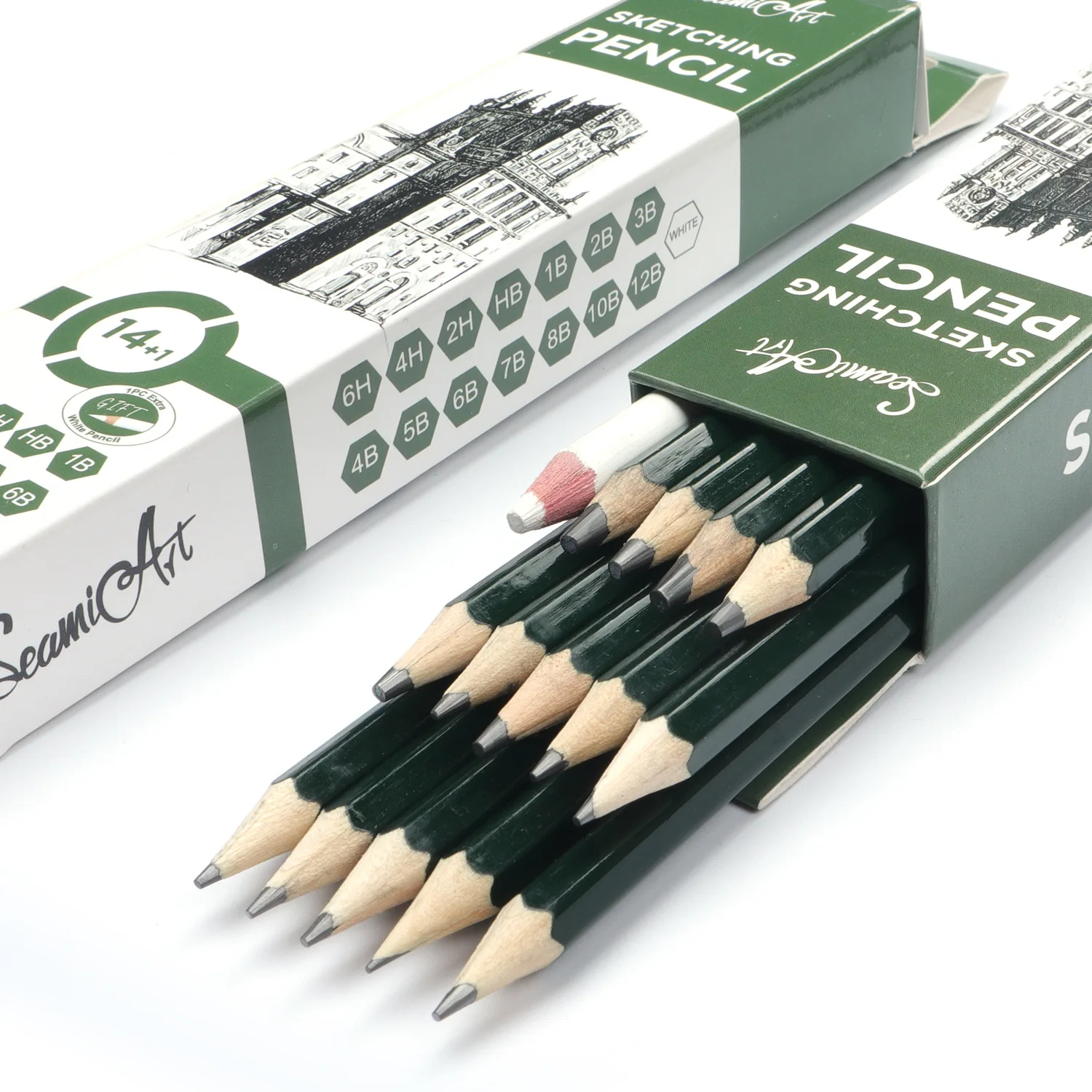 Seamiart Set Sketching Pencils 15Pcs/Set Free High Gloss White Charcoal Drawing Tools Drawing