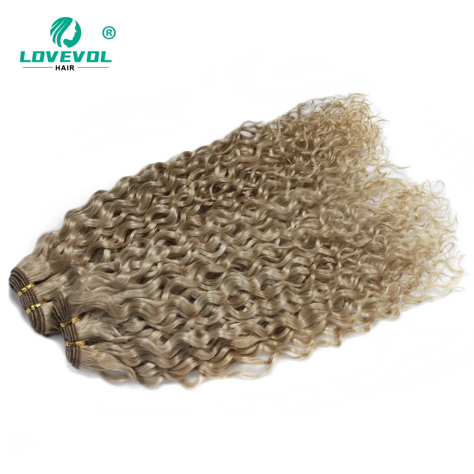 

P27/613 Brazilian Curly Human Hair Weave Bundle 12-26 inch Remy Brazillian Water Wave Platinum Blonde Hair Weft 1 Bundle Deals