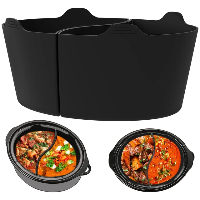 2Pcs Slow Cooker Divider Liner for 6 QT Pot Reusable Silicone