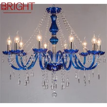 

BRIGHT Contemporary Chandelier Lamps LED Blue Pendant Crystal Candle Luxury Lights Fixtures for Home Hotel Hall