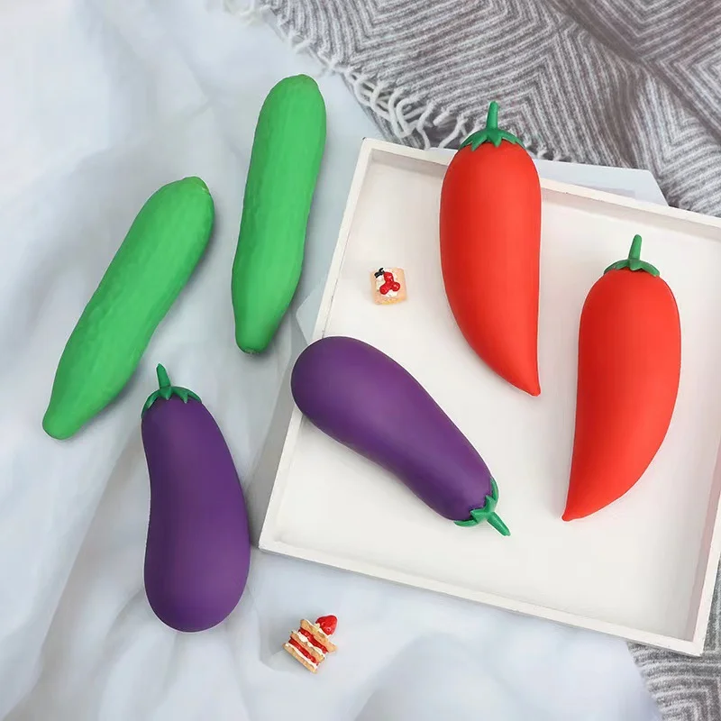 

Fruits Squeeze Toys Squishy Banana Carrot Kids Adults Venting Eggplant Lala Simulation Vegetable Pepper Decompression Vent Toys