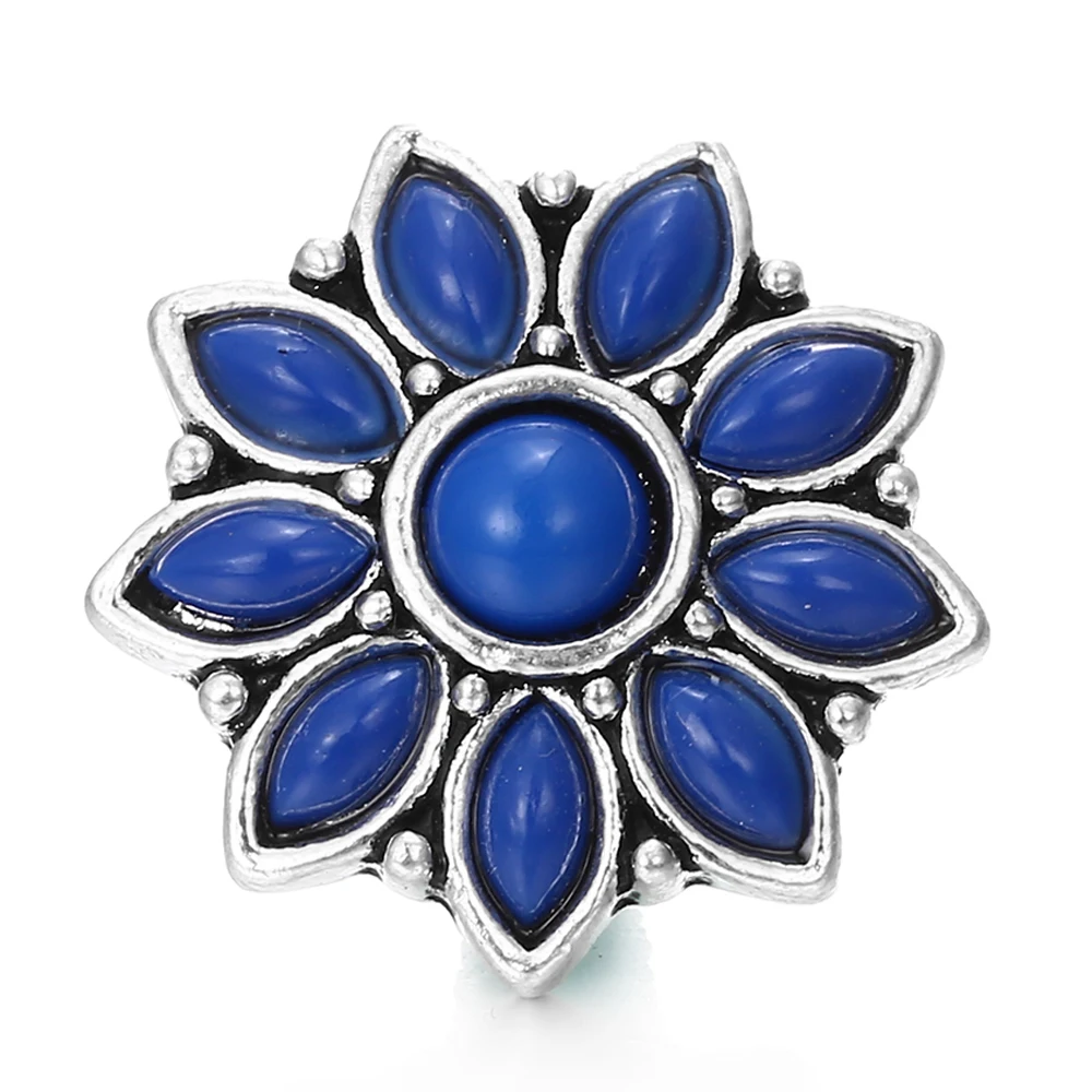 15pcs Vintage Flower 18mm Snap Buttons Charm Fit Snap Button Bracelet Bangle DIY Jewelry Making