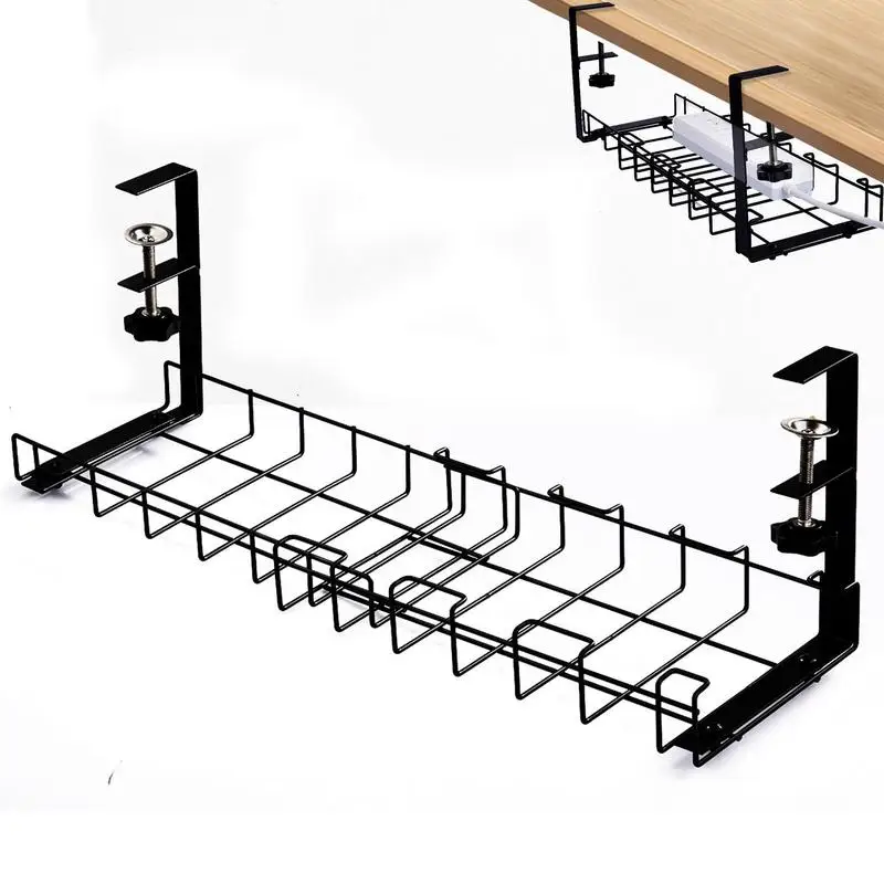 Under Desk Cable Management Tray, No Drill, Steel Desk Cable