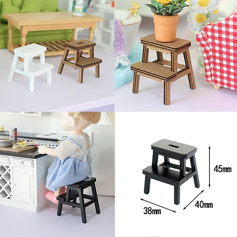 

Dollhouse Simulation Chairs Small Wooden Stool Chair Furniture Dollhouse Miniature Accessory Model Toys Doll House Decoration