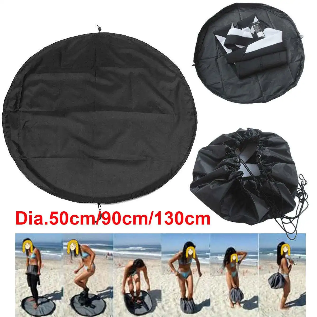 Diving Wetsuit Changing Mat Protective Storage Waterproof Foldable Dry Bag Surfers Beach Swimming Polyester Drawstring storage bag sports accessory