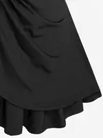 ROSEGAL Plus Size Lettuce Ruched Keyhole Flutter Sleeves Surplice Tee 2026 Women Summer new soild V-Neck Short Sleeves Tee - Image 6