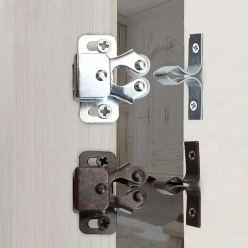 Press Home Wardrobe Door Buckle Touch Bead Magnetic Dual Wheel Spring Fixed Lock Buckle Low Foot Cabinet Door