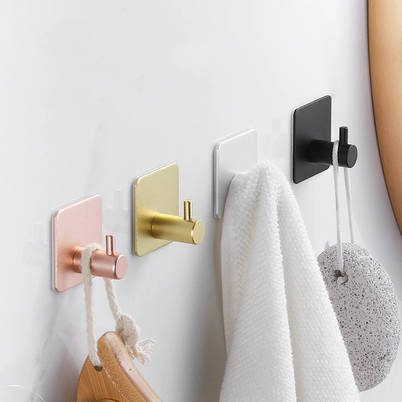 JS Self Adhesive Hooks Sticky Hooks Extra Strong Stick On Wall Over Door For Hanging Clothes Coat Robe Bath Towel In Bathroom Shower Kitchen - View #2
