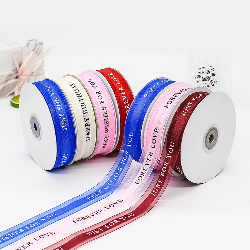 

45meters/roll Width 22mm Organza Ribbon Cake Bouquet Wrapping Diy Ribbon Baking Gift Box Packaging Wedding Flower Material