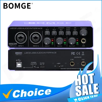BOMGE U202 USB Audio Interface with Mic Preamplifier XLR/TSR/TS Ports 48V 32-Bit/192kHz Resolution for computer recording Stream 1