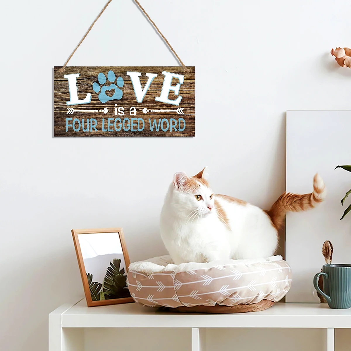 1PC, Valentine's day, simple and creative dog reminder signboard, lightweight wooden material reminder decorative tag