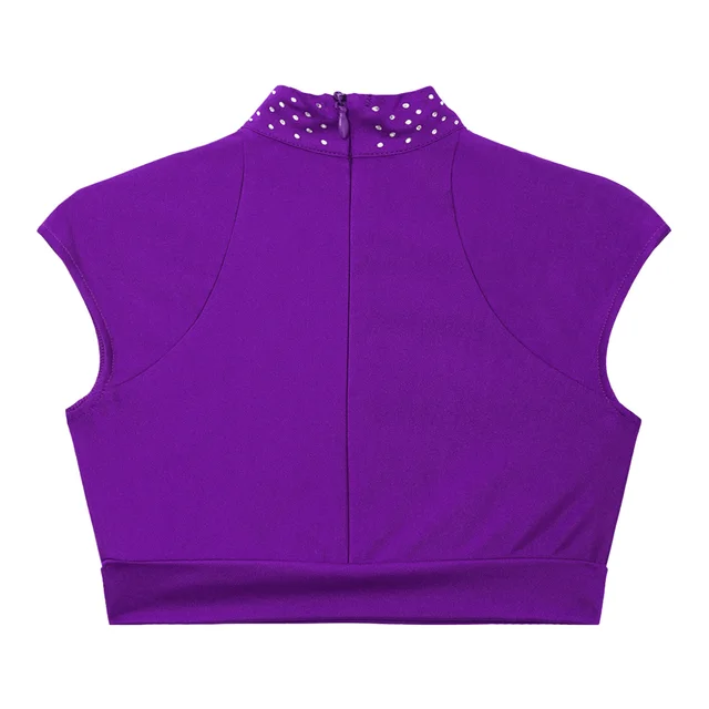 Crop Top Danza Con Paillettes Per Bambine - Top Scintillante Senza Maniche Per Performance - Foto 2