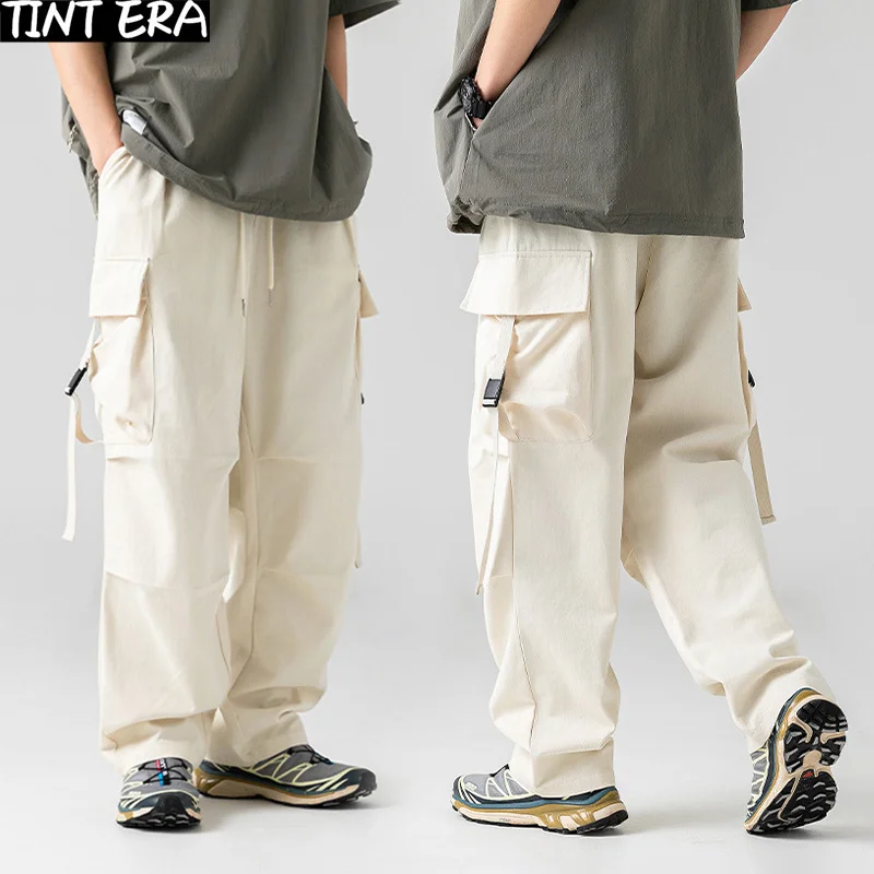 

TINT ERA Techwear Cargo Pants Men Oversize Wide Leg Trousers Male Summer Tracksuit Hip Hop Loose Casual Japanese Streetwear