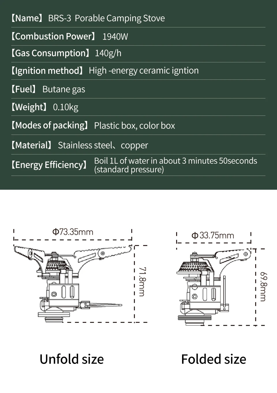 Compact camping stove for outdoor use