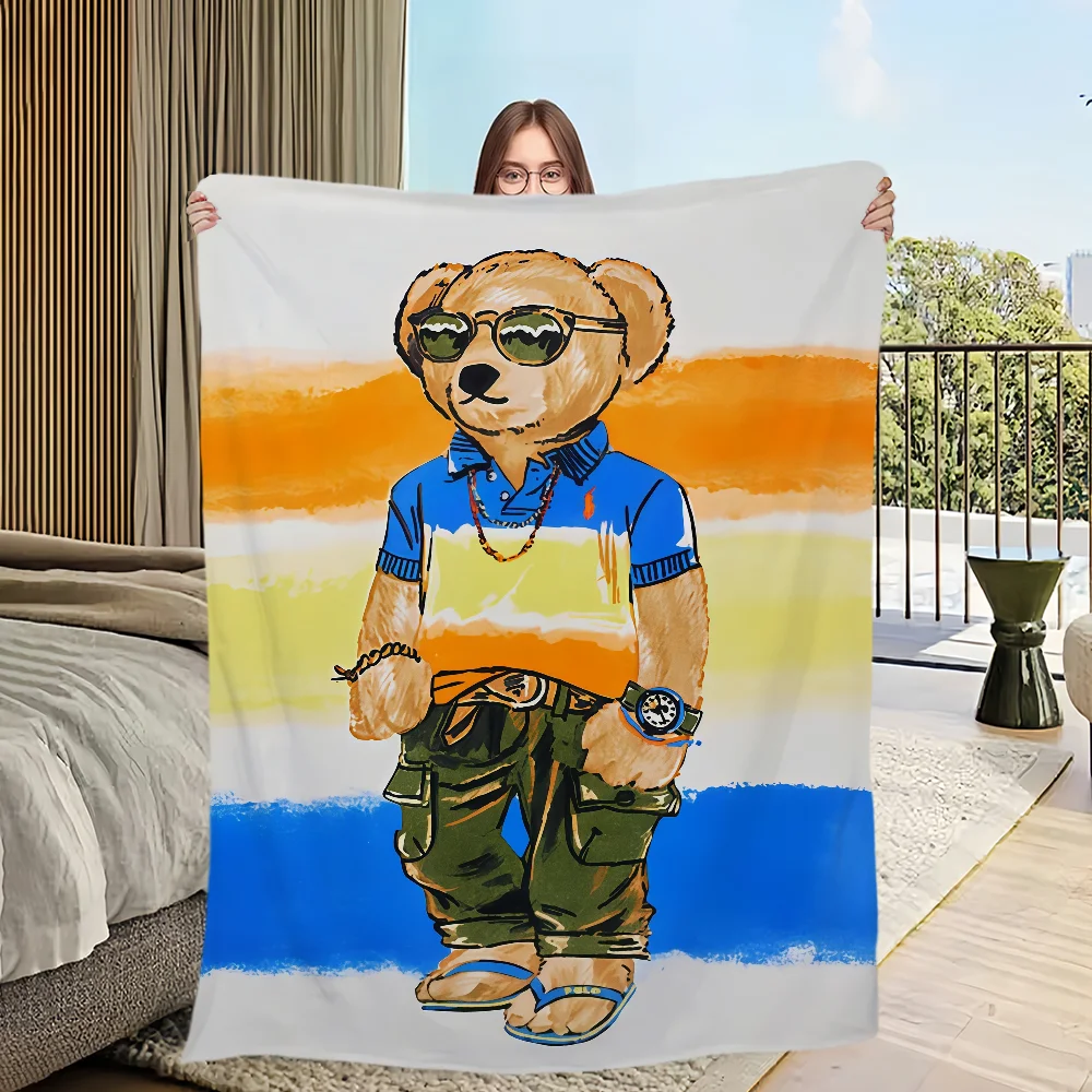 الفانيلا الدافئة B-الدببة لينة بطانية قطيفة الكرتو...