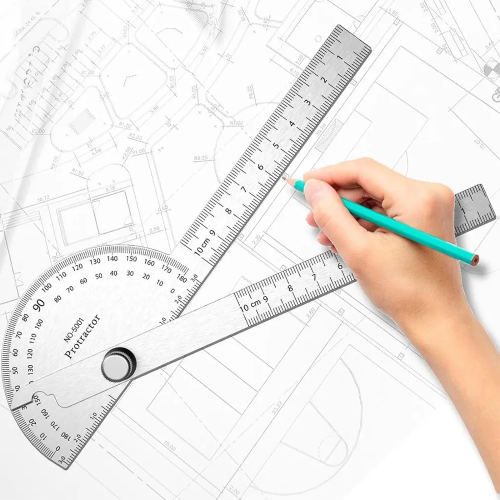 

Angle Meter Measure Protractor Ruler Metal Finder 180 Degree Guage Goniometer Stainless Steel Woodworking Wood Measurement Tool