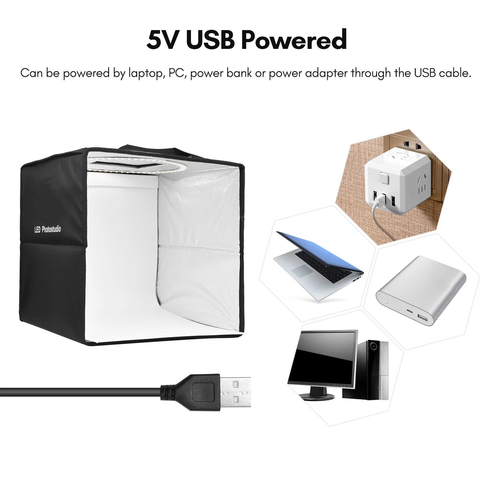 30cm LED Light Box Foldable Portable Tabletop Photography Tent Bi-Color Temperature Adjustable Brightness with 6 PCS Backdrops