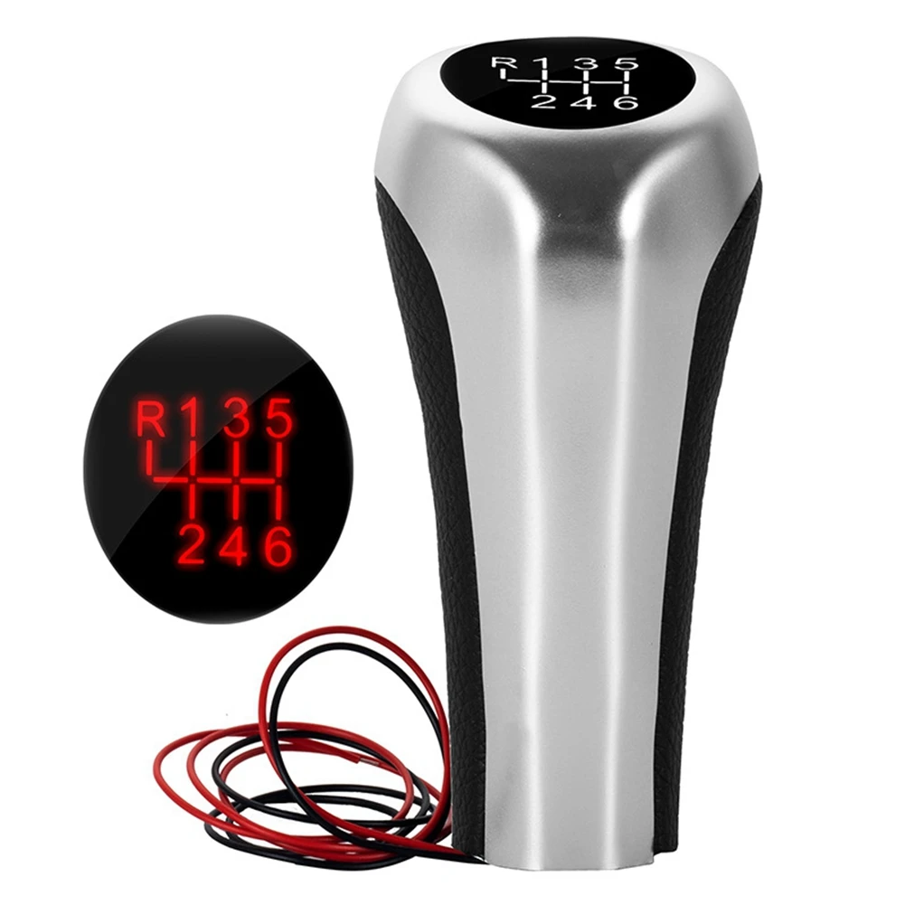 

6 Speed Gear Shift Knob W/LED Red Backlight Leather Shifter Lever Handle Gear Stick for E46 E90 E91 E92 X1 X3
