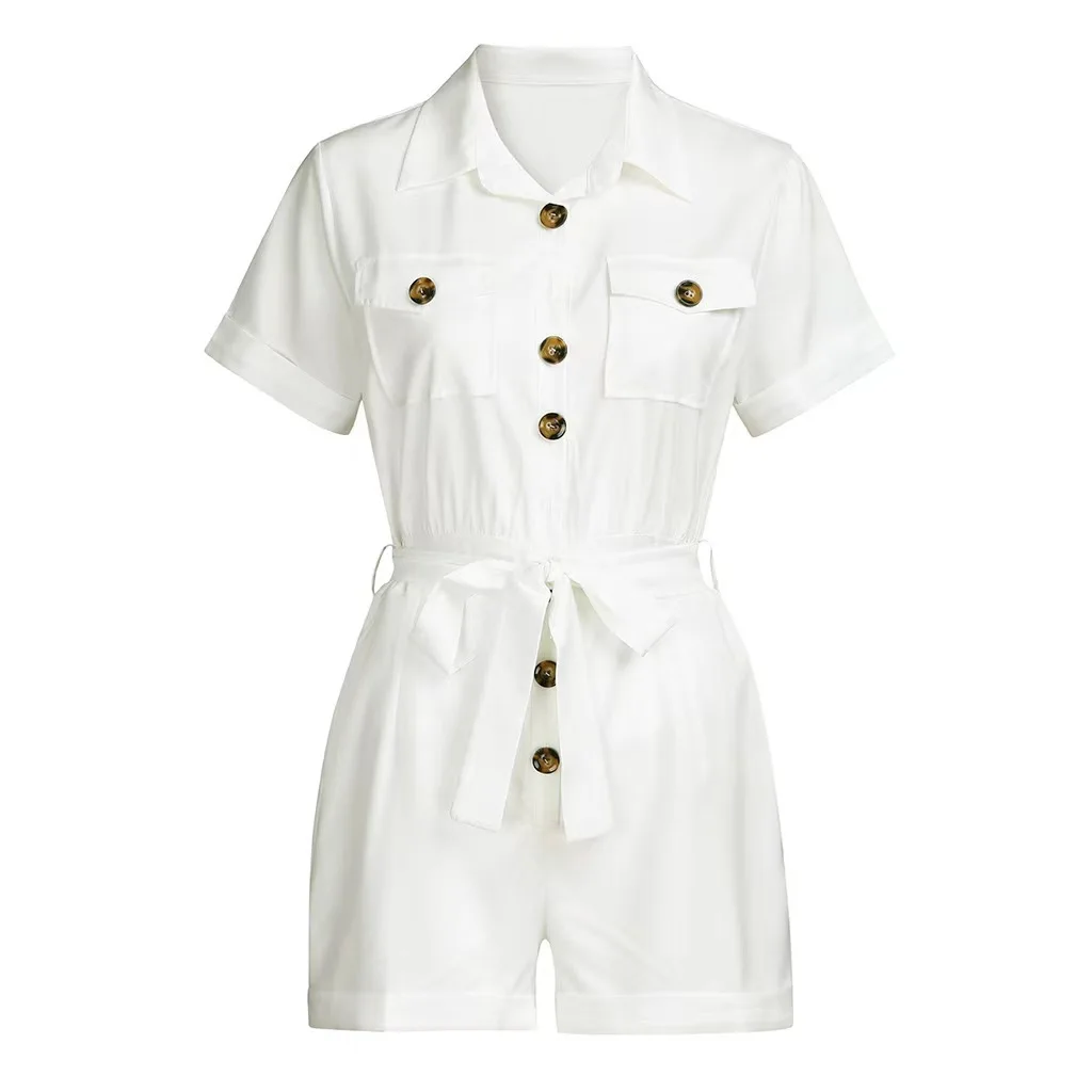Solid Short Style Jumpsuit 3