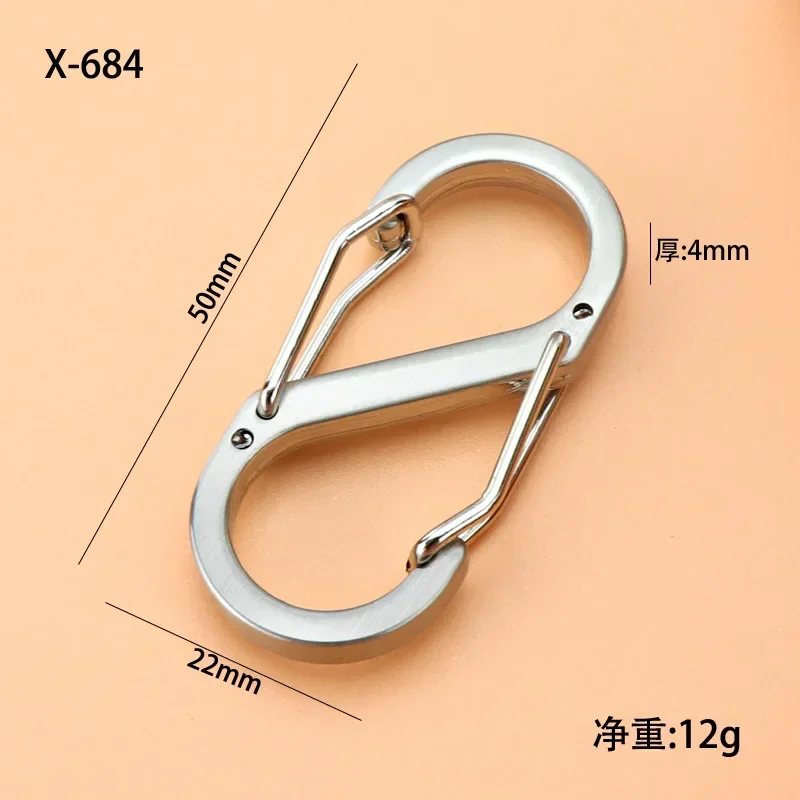 1pcs Stainless Steel S Type Carabiner with Lock Mini Keychain Hook Anti-Theft Outdoor Camping Backpack Buckle Key-Lock Tool 5