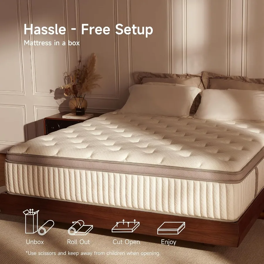Queen Size Mattress 14 Inch Cool Memory Foam Mattresses for Pressure Relief in Bedroom or Home Office Medium Firm Hybrid Mattre
