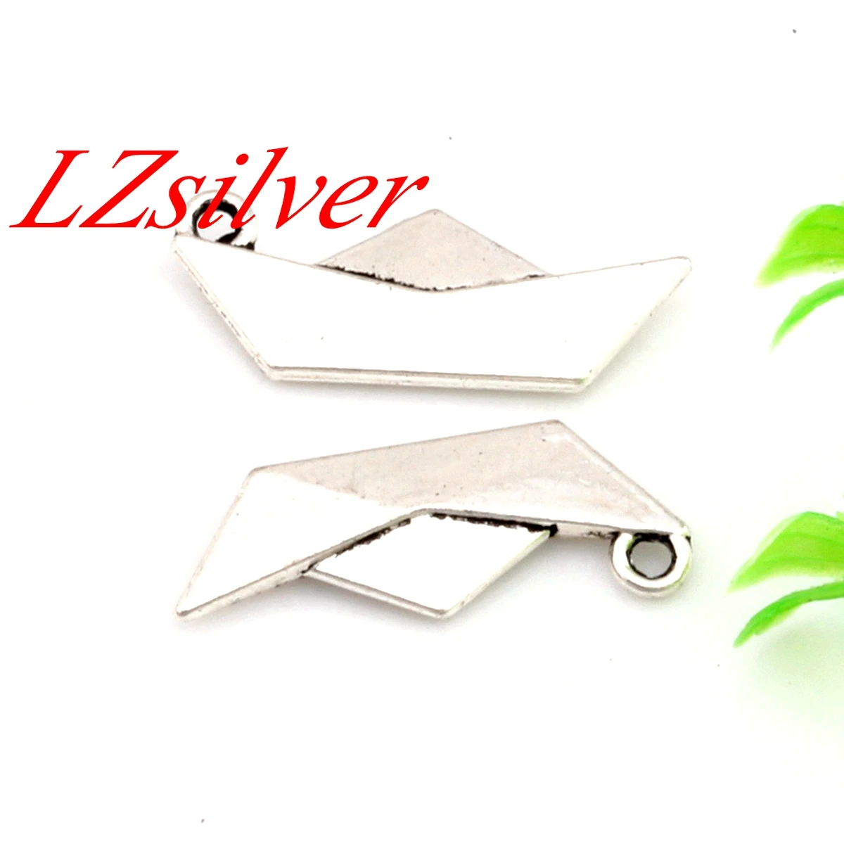 10Pcs  Zinc Alloy Origami Paper Boat Folding Art Charm Pendants  For Jewelry Making Findings 10x25mm A-452 2