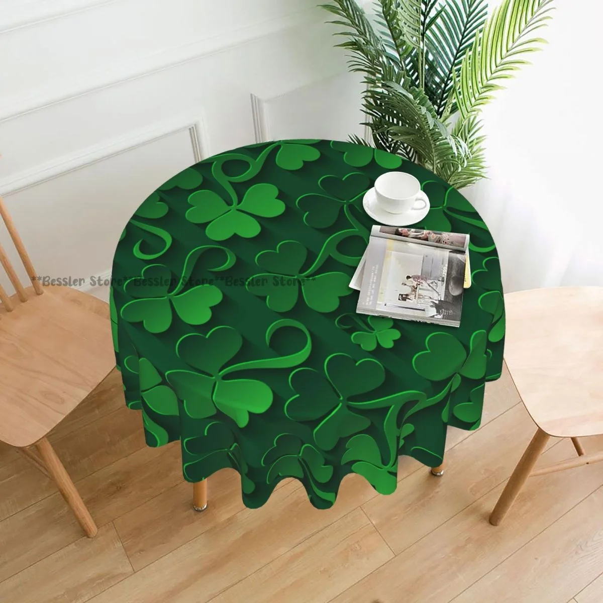 

Table Cloth Shamrock Leaf Clover St. Patrick's Day Tablecloth Bedroom Dormitory Dressing Table Mat Round Tablecloth Desk Decor