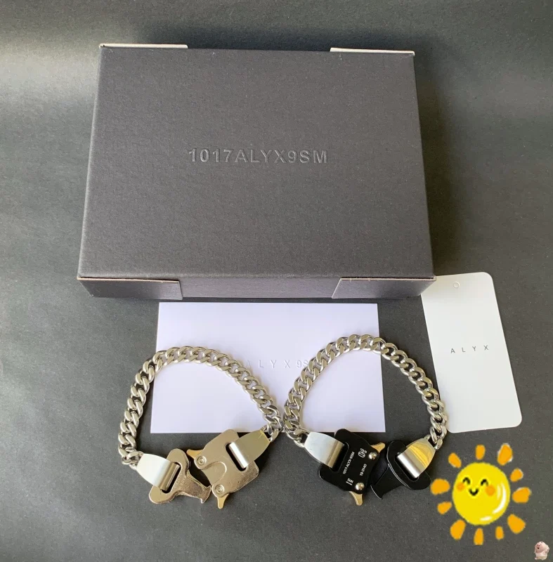 

Браслеты 24SS ALYX RIVER LINK для мужчин и женщин, браслет из титановой нержавеющей стали 1017 ALYX 9SM с металлической пряжкой, сделано в Австрия