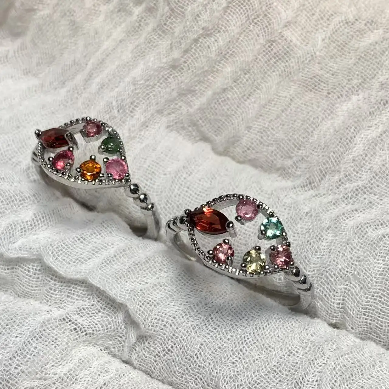 New Arrival Natural Tourmaline Rings Female  Jewelry For Women Gift Copper Cute Stone Flower