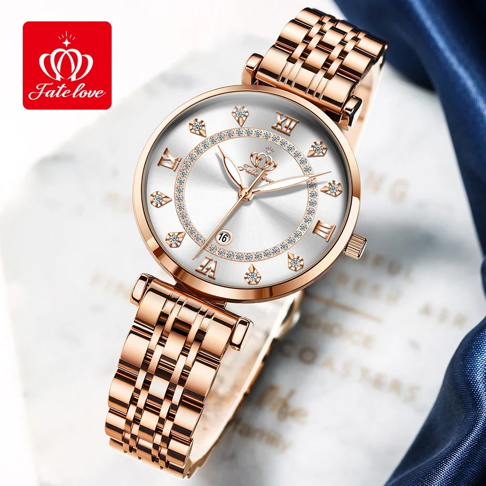 Fate Love 5866 Elegant Women's Watches Japan Quartz Movement Watch For Women Wristwatch Waterproof Calendar Ladies Hand Clock