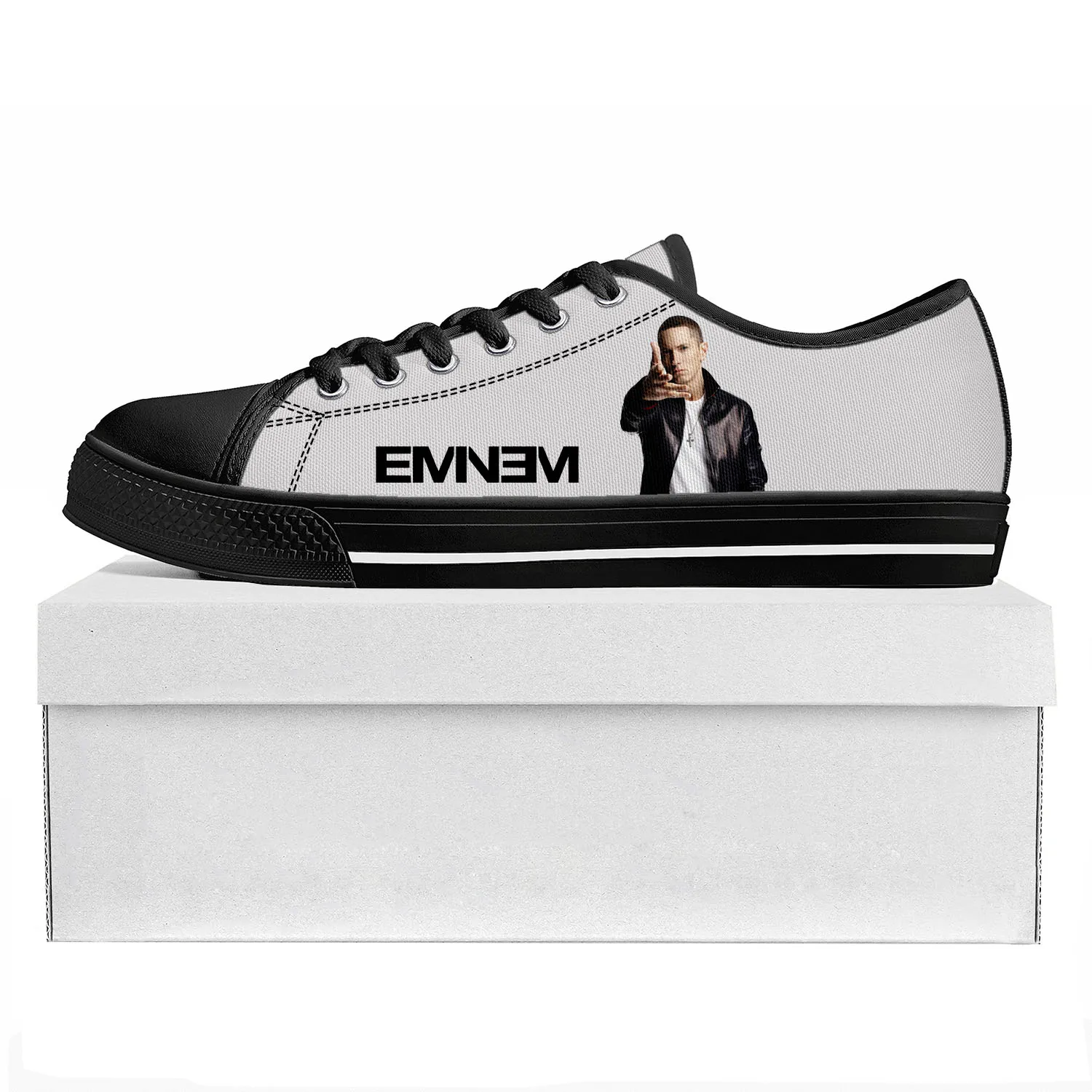 

Eminem Hip Hop Rapper Music Popular Low Top High Quality Sneakers Mens Womens Teenager Canvas Sneaker Couple Shoes Custom Shoe