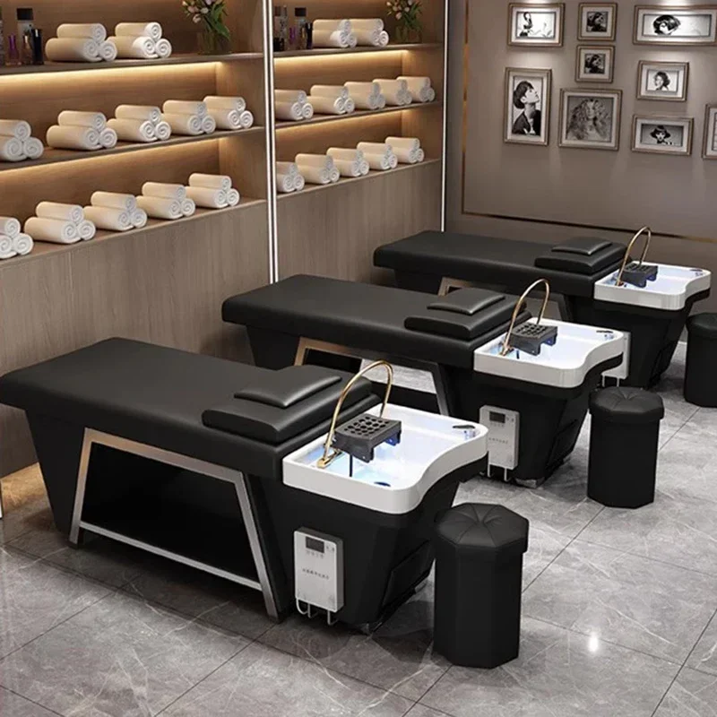 Hydrotherapy Head Spa Bed Recliner Luxury Scalp Treatment Reclining Salon Chair Makeup Lettino Massaggio Salon Furniture MQ50SC