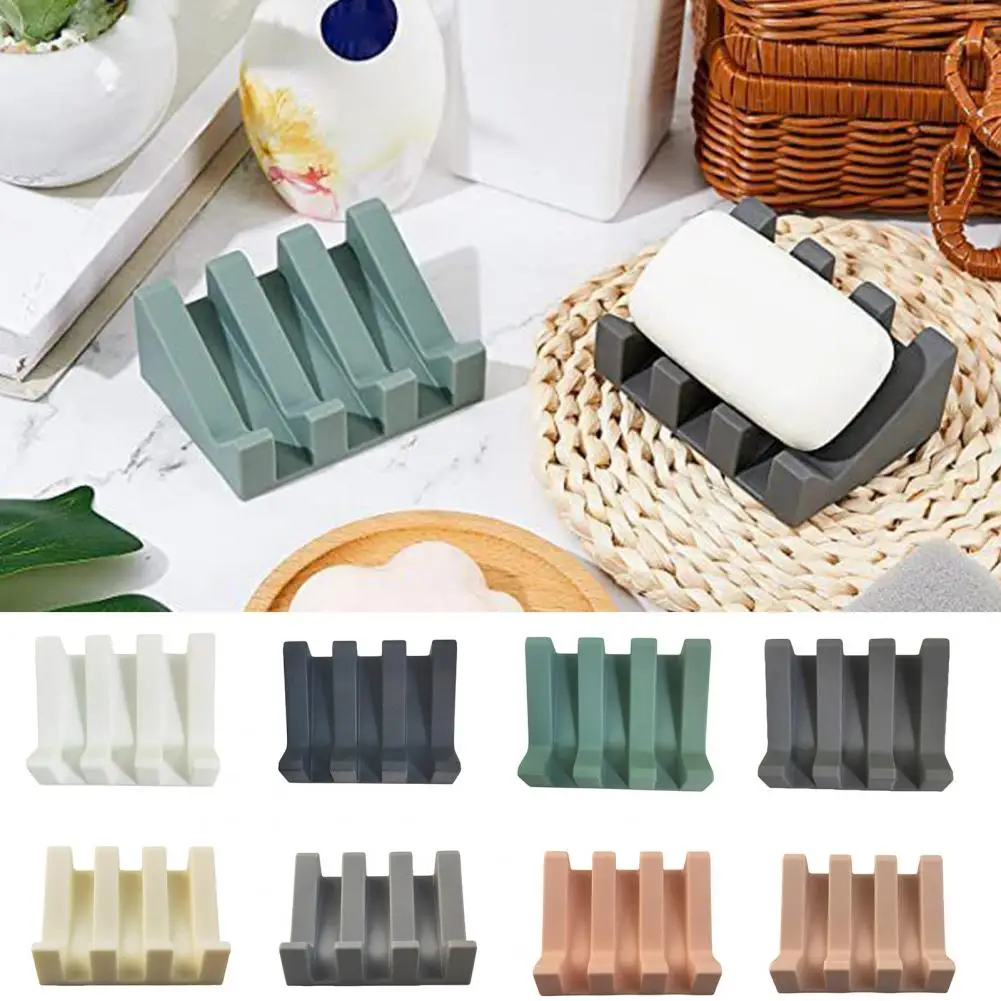 Soap Holder Tilt Design Non-slip Soap Dish Waterproof Self Draining Soap  Tray Silicone Kitchen Countertop Soap Rack For Bathroom - AliExpress