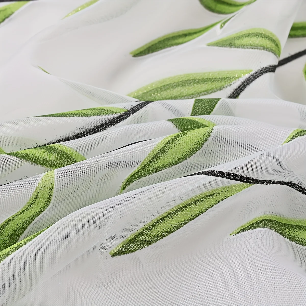 2pcs Contemporary UV-Protective Polyester Sheer Curtains with Willow Print - Rod