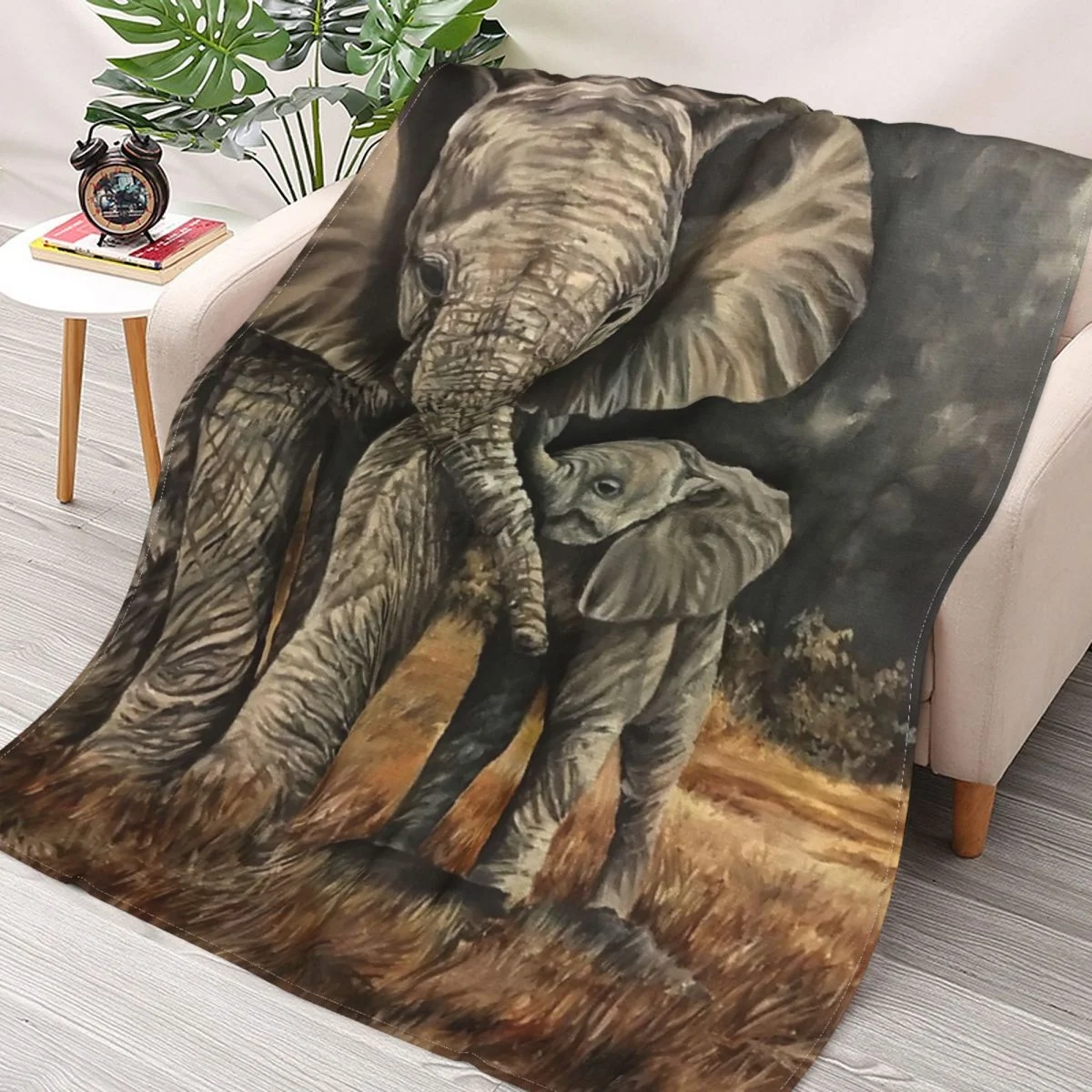 

Elephant Love Throws Blankets Collage Flannel Ultra-Soft Warm picnic blanket bedspread on the bed